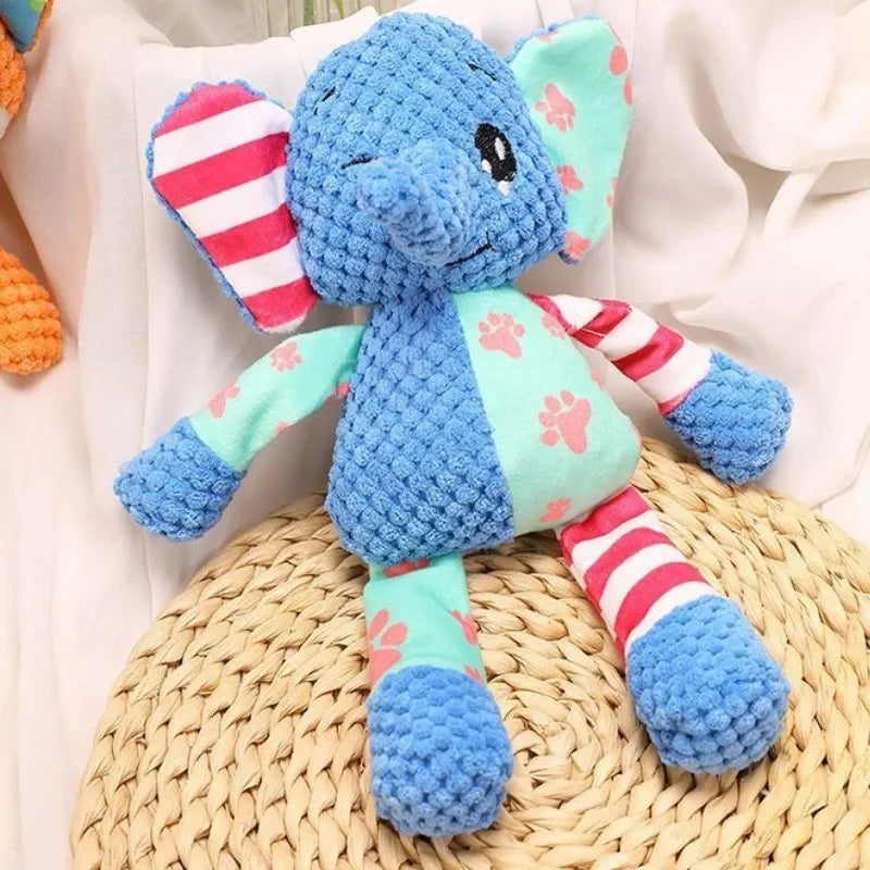 Pet Plush Toy Cat Dog Puzzle Toy Cute Animals Bite Resistant Interactive Squeaky Pet Dog Teeth Cleaning Chew Toy Pet Supplies