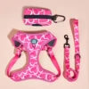 MIDEPET Cute Pink Heart Design Dog Harness Leash Set Reflective Made Polyester Nylon Valentine's Day Gift for Pets OEM/ODM