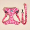 MIDEPET Cute Pink Heart Design Dog Harness Leash Set Reflective Made Polyester Nylon Valentine's Day Gift for Pets OEM/ODM