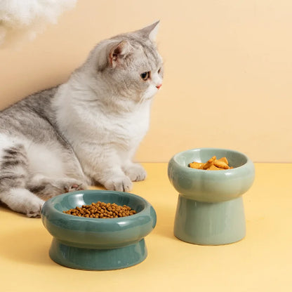 Neck protection Pet Raised Bowl Wide Opening Dog Bowl Cat Puppy Kitten Ceramic Bowl