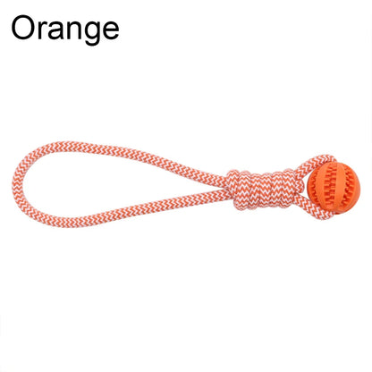 Pet Toy for Dogs, Durable Cotton Rope Hand-Held Treat-Dispensing Ball, Teeth-Cleaning and Training Interactive Puzzle Toy Ball
