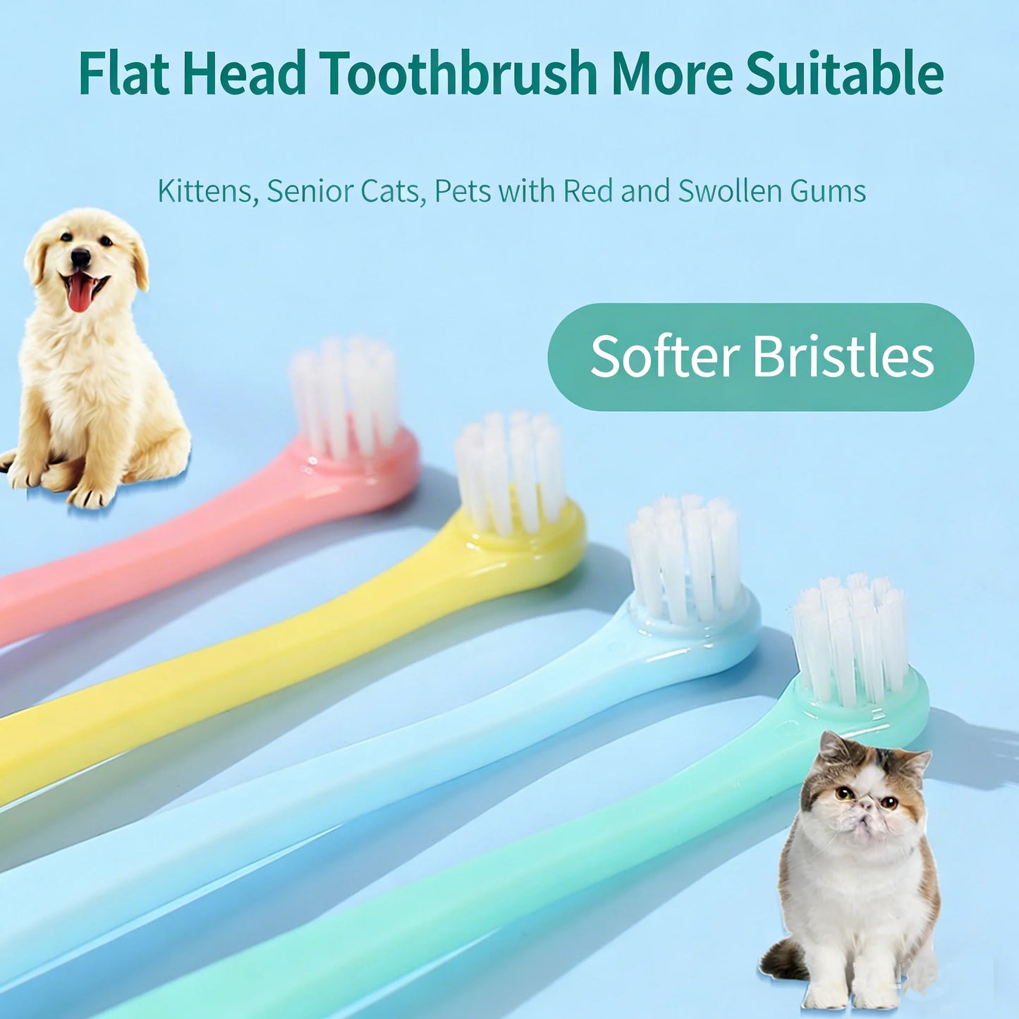 Set de 3 Cepillos Dentales para Mascotas