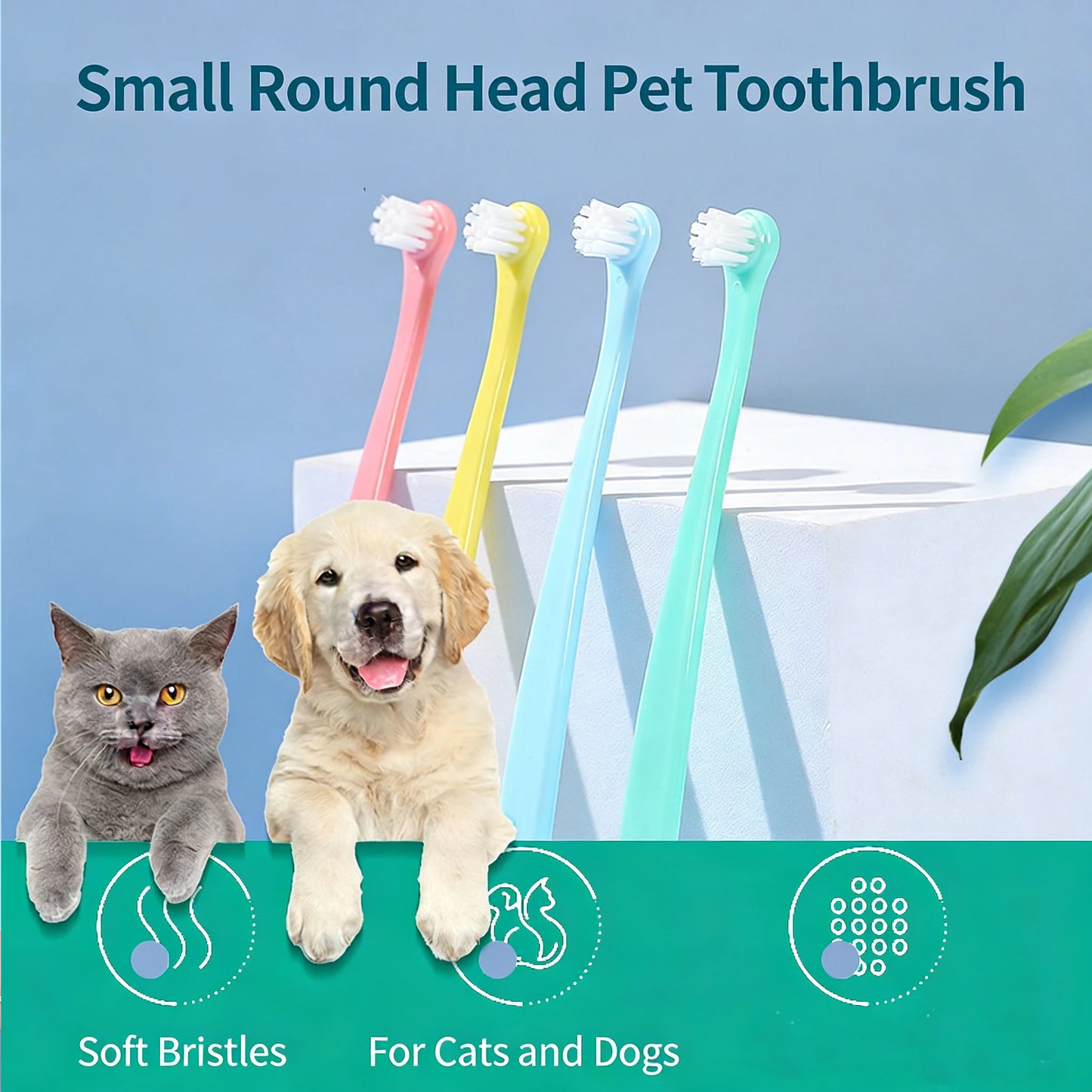 Set de 3 Cepillos Dentales para Mascotas