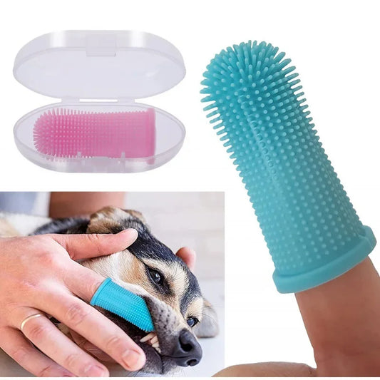 Cepillo Dental para Mascotas - Silicona Suave y Segura