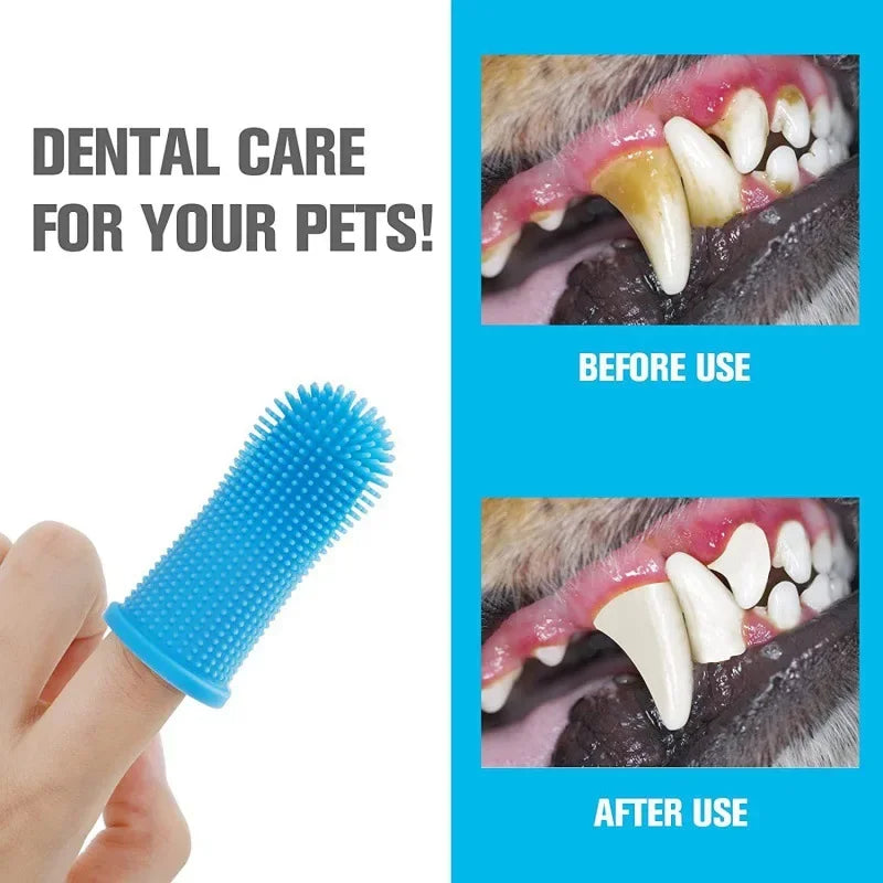 Cepillo Dental para Mascotas - Silicona Suave y Segura